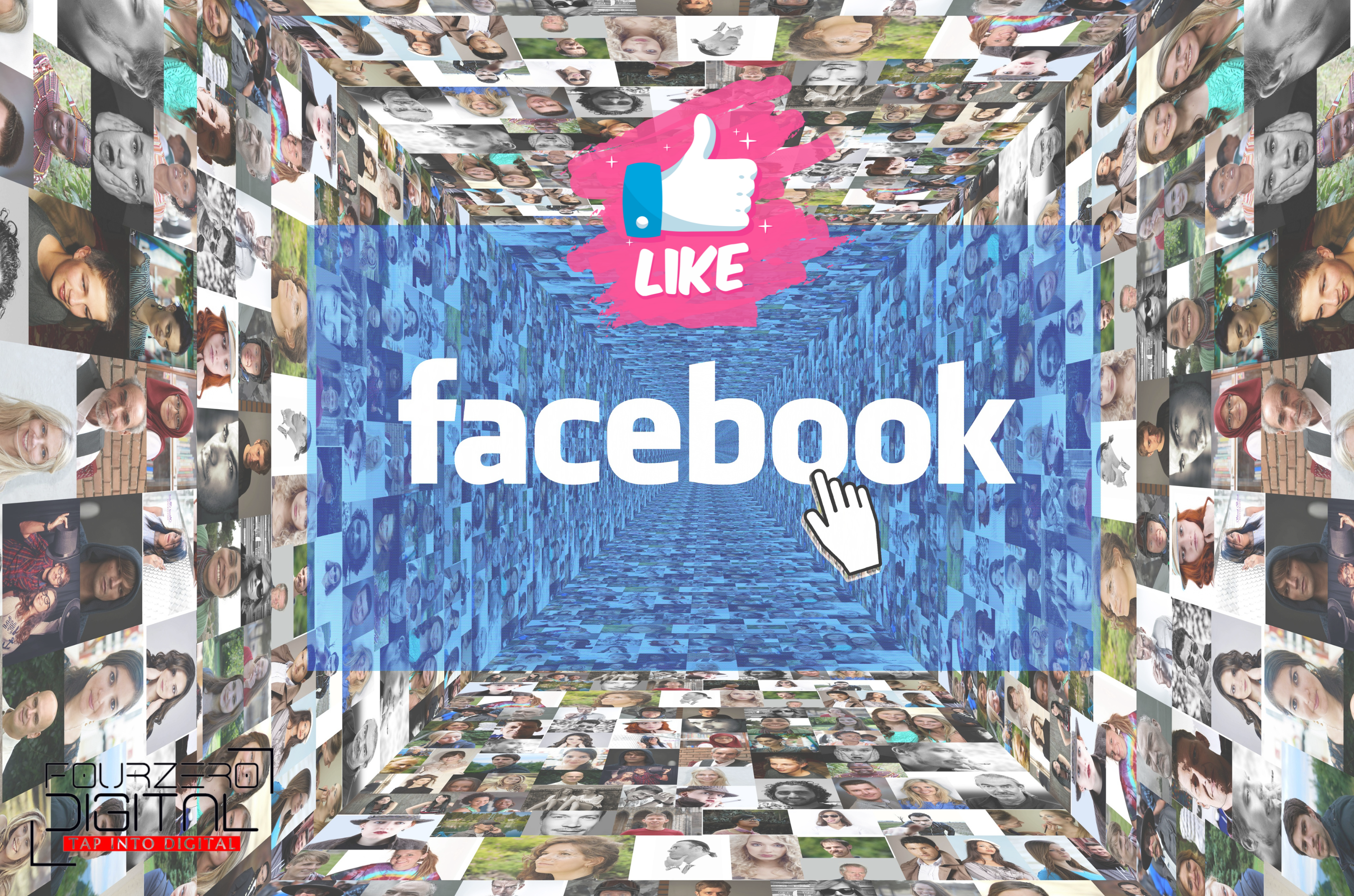 audience simulation cube with like icon