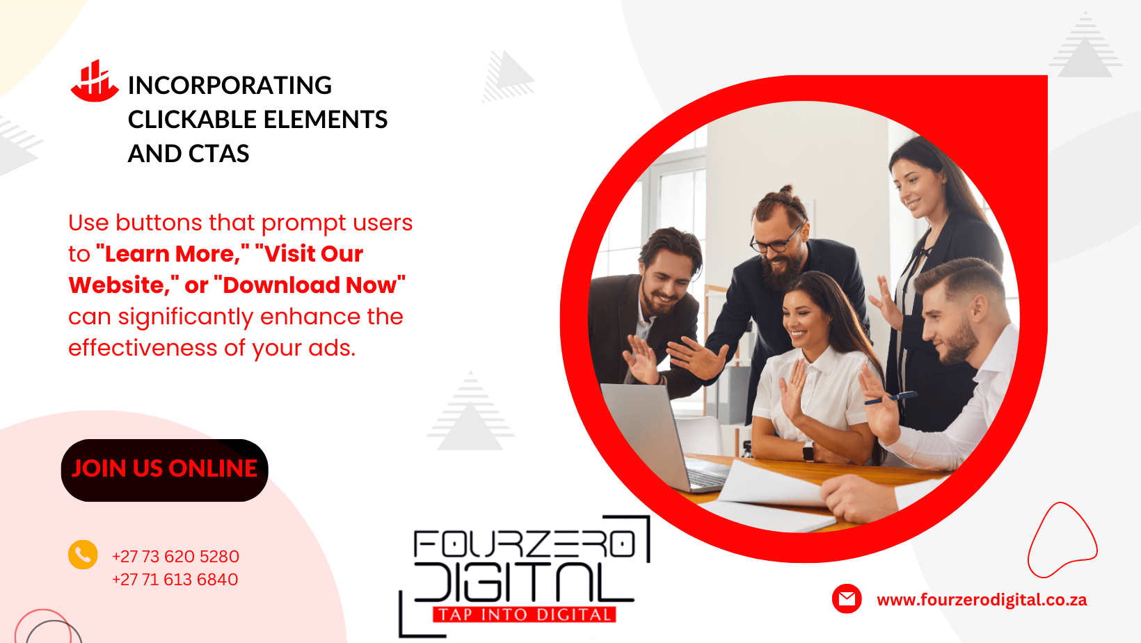 Use buttons that prompt for clients to engage.